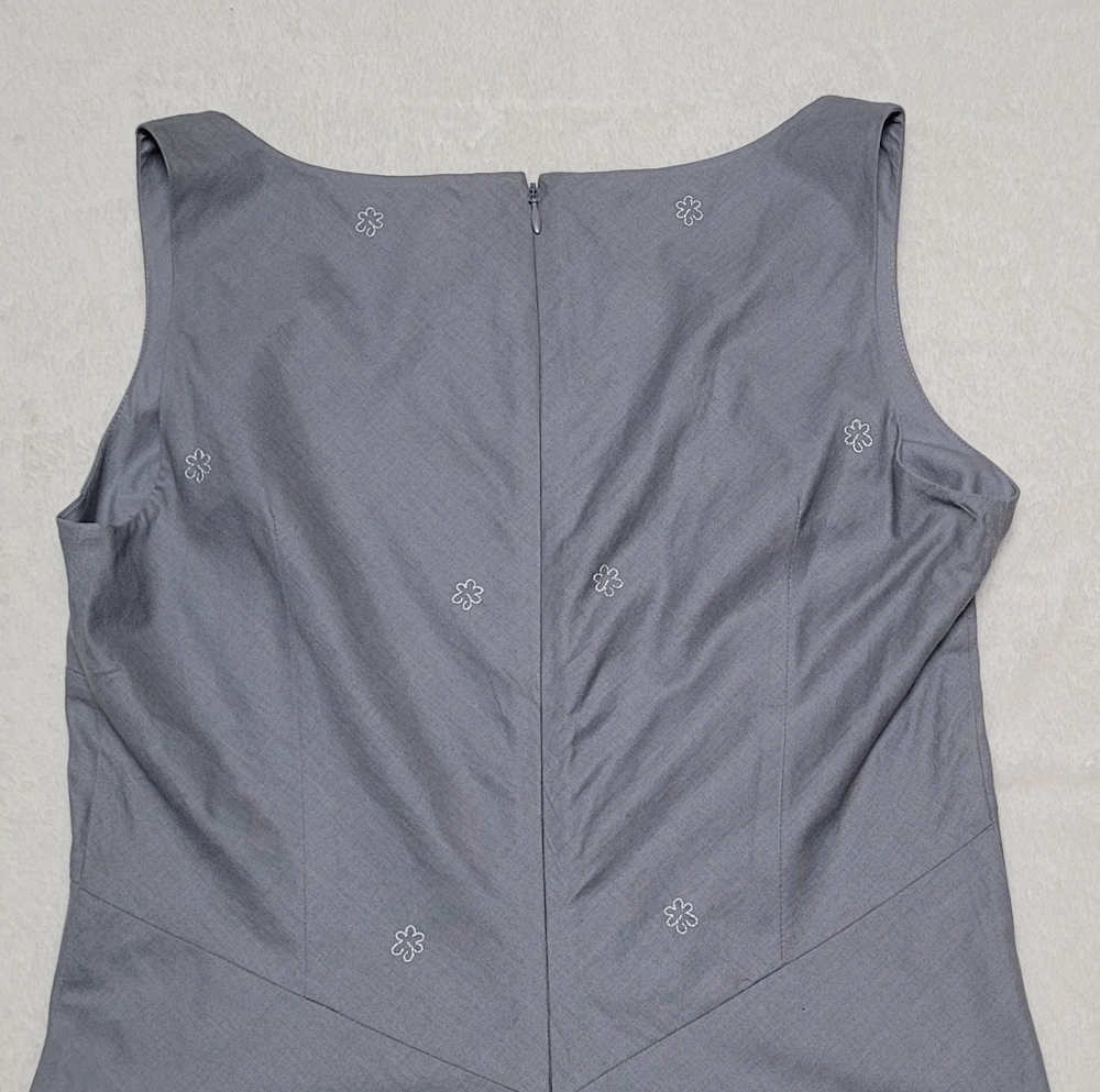J. Crew Y2K Vintage Gray Cotton White Paisley Floral Sleeveless Mini Dress 6 - Picture 7 of 9